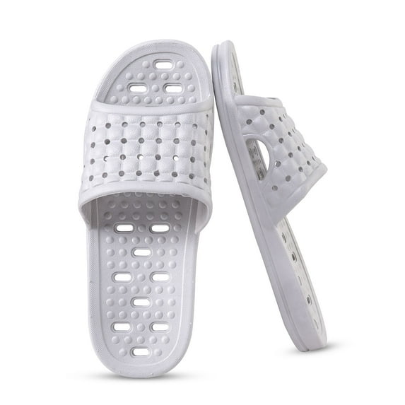 Women's Men's Shower Shoes,Non Slip Thick Cushion Quick Drying Bathroom Slippers for Women Grey