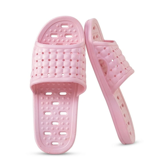 Non Slip Shower Shoes, Thick Cushion Quick Drying Bathroom Slippers for Women Pink Size 13-14