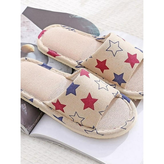 Women's Men's Slippers Flax Foam Open Toe Slippers Light Breathable Anti-Slip House Slippers