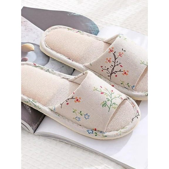 Women's Men's Slippers Flax Foam Open Toe Slippers Light Breathable Anti-Slip House Slippers