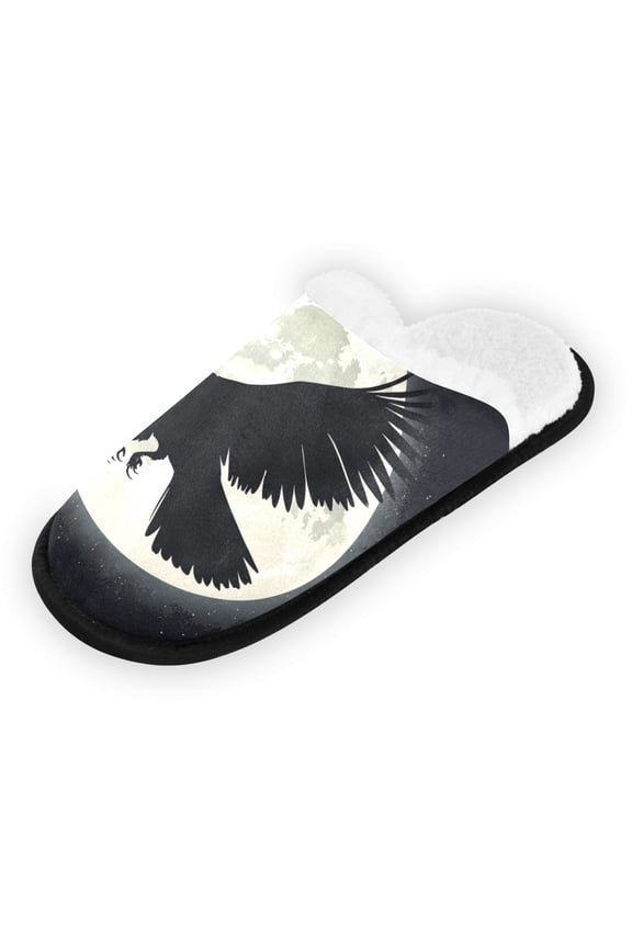 Women's Men's Slippers, Non-Slip Travel Unisex Fleece House Shoes A Bird