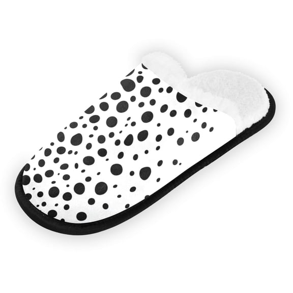 Women's Men's Slippers, Non-Slip Travel Unisex Fleece House Shoes A Black and White Pattern