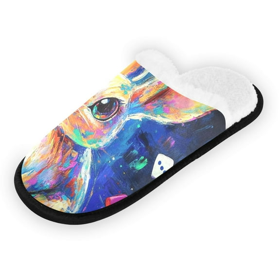 Women's Men's Slippers, Non-Slip Travel Unisex Fleece House Shoes A Cute Rabbit