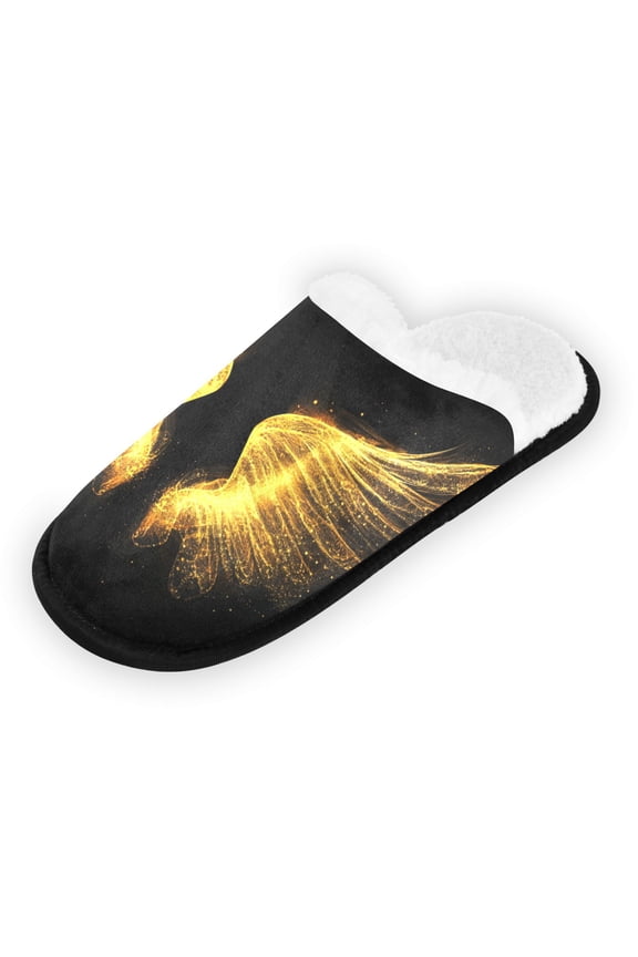 Women's Men's Slippers, Non-Slip Travel Unisex Fleece House Shoes A Pair Of Wings