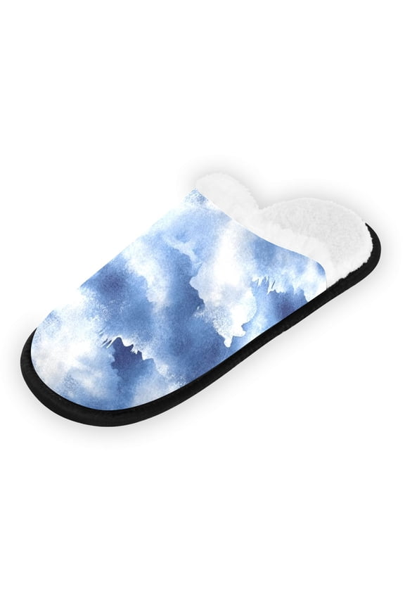 Women's Men's Slippers, Non-Slip Travel Unisex Fleece House Shoes A Seamless Pattern