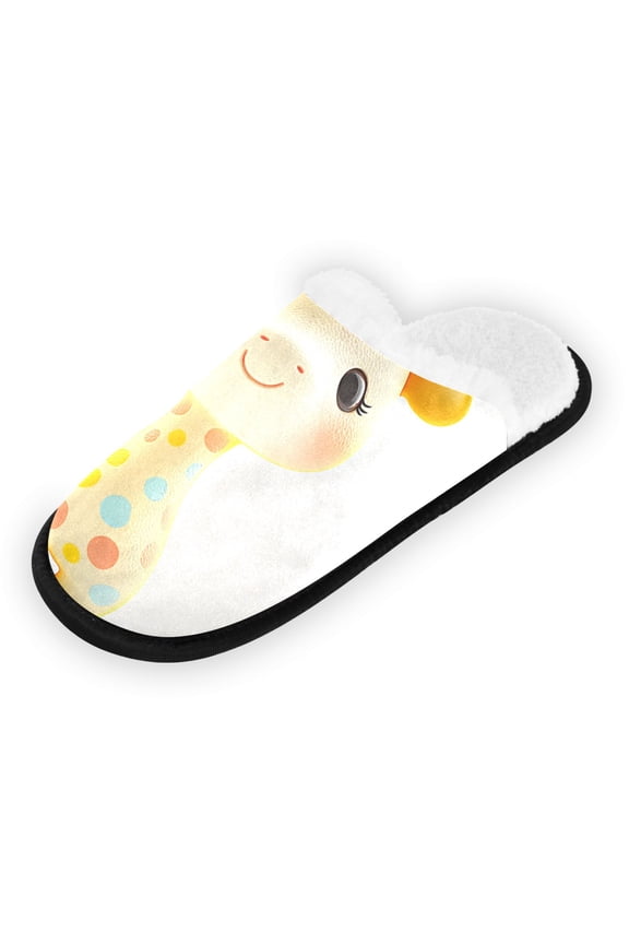 Women's Men's Slippers, Non-Slip Travel Unisex Fleece House Shoes Cute Giraffe