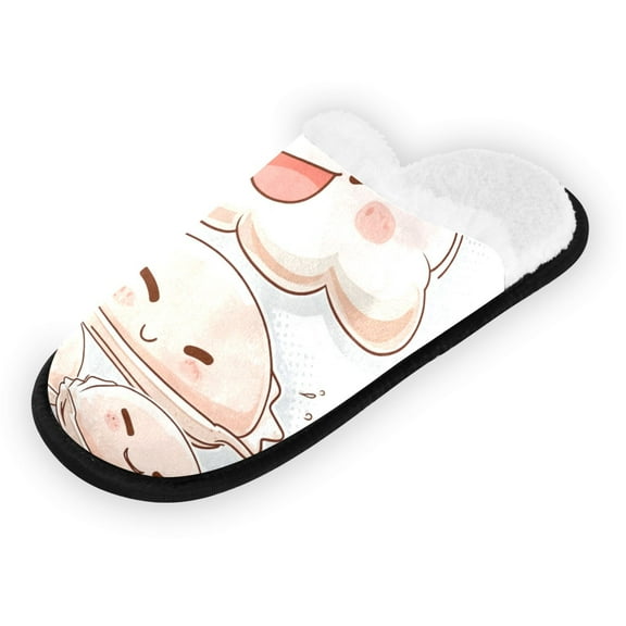 Women's Men's Slippers, Non-Slip Travel Unisex Fleece House Shoes Dumplings