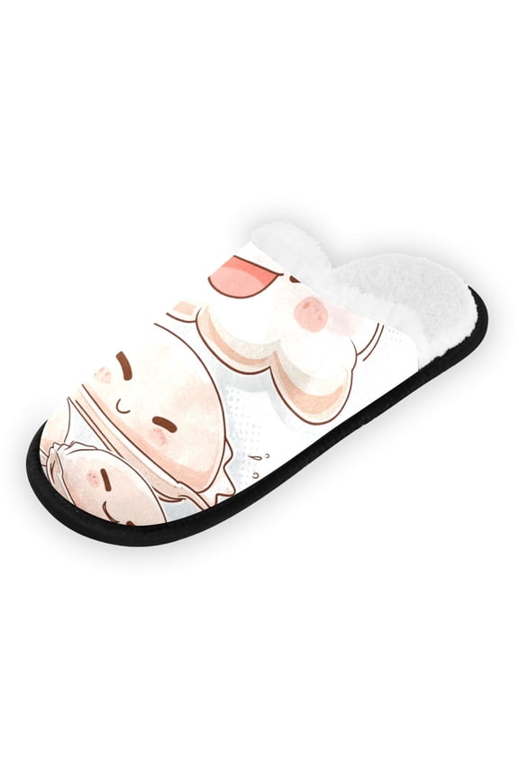 Women's Men's Slippers, Non-Slip Travel Unisex Fleece House Shoes Dumplings