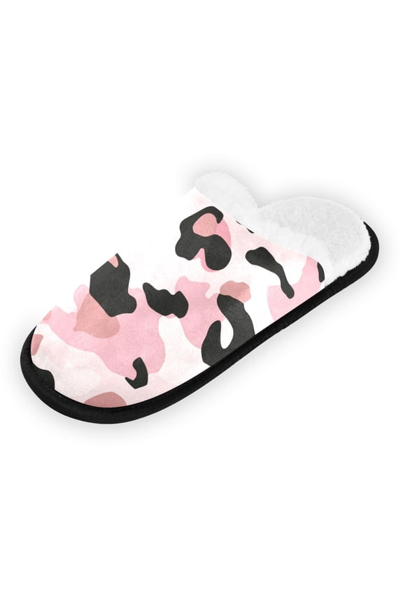 Women's Men's Slippers, Non-Slip Travel Unisex Fleece House Shoes Elegant Seamless Pattern