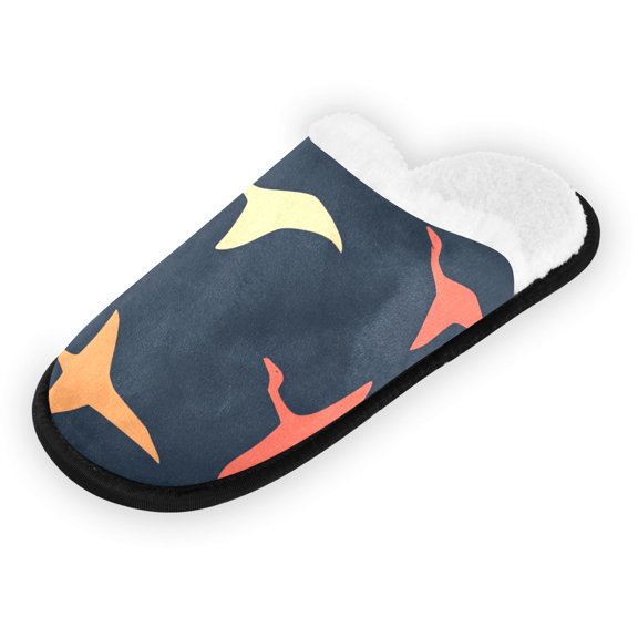 Women's Men's Slippers, Non-Slip Travel Unisex Fleece House Shoes Many Dinosaurs