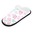 thumbnail image 1 of Women's Men's Slippers, Non-Slip Travel Unisex Fleece House Shoes Mint Flower, 1 of 7