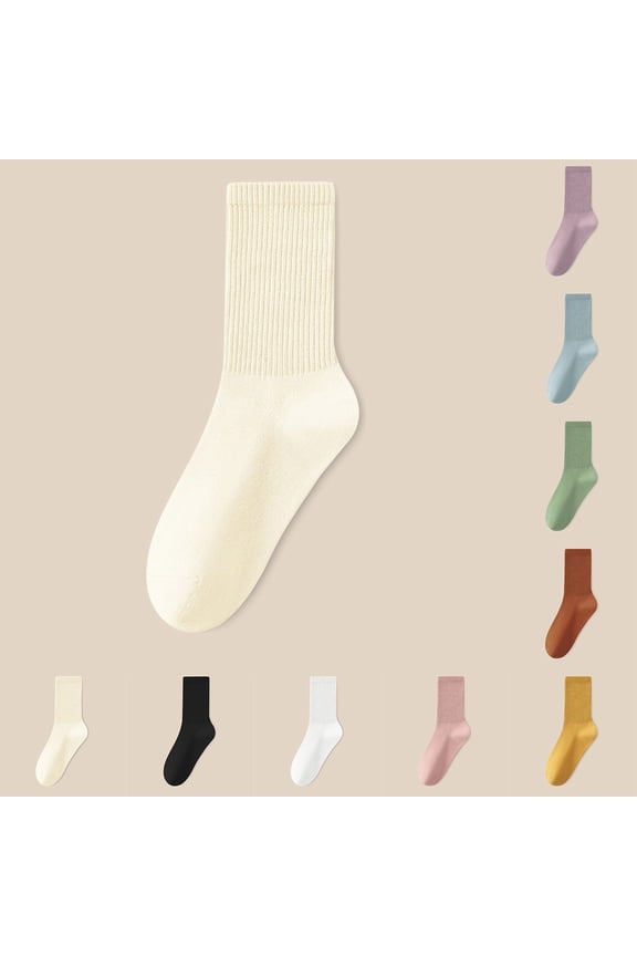 Women's Men's Solid Color Casual Sweat Wicking Long Cotton Socks Novelty Mens Crew Socks Red A