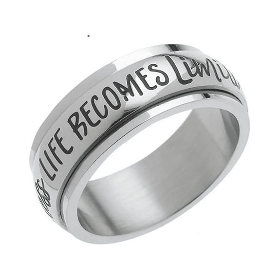 Women's Men's Spinner Ring - Life Becomes Limitless Once You Become Fearless Inspirational Ring Fidget Spinner Anxiety & Stress Relief