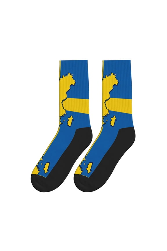 Women's Men's Sweden Map Flag Novelty Athletic Socks Casual Crew Socks