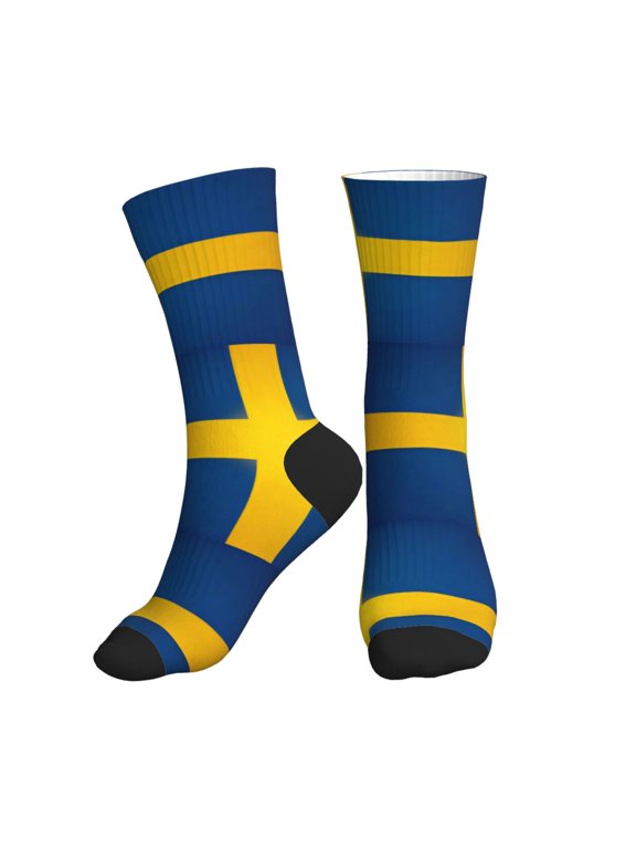 Women's Men's Swedish Flag Colorful Novelty Pattern Crew Athletic Socks