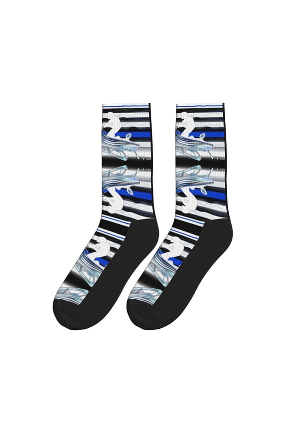Women's Men's Thin Blue Line Flag Platinum Snowmobile Novelty Athletic Socks Casual Crew Socks