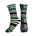 thumbnail image 1 of Women's Men's Thin Green Line America Flag Colorful Novelty Pattern Crew Athletic Socks, 1 of 7