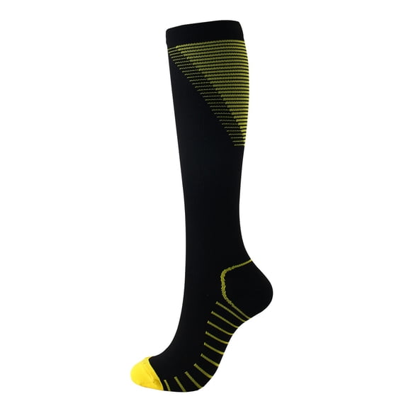 Women's & Men's V-Shape Compression Socks, Athletic Performance Socks for Running, Sports, Travel, and Daily Wear, Gradient Support Sport Socks with Arch Support-Yellow