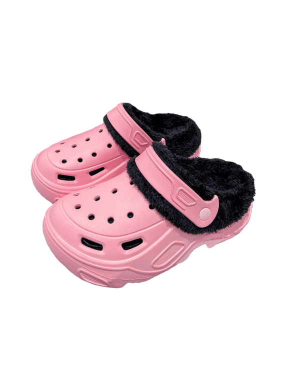 Women’s & Men’s Warm Fleece-Lined Platform Clog Slippers, Removable Fur Liner Thick-Sole Slip-On Sandals, Outdoor Wearable Cozy Winter Clogs, Lightweight Non-Slip Comfort Shoes