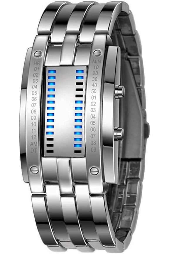 Women's Men's Watches Fashion Novelty Lava Red Blue LED Digital Stainless Steel Black Bracelet Watches