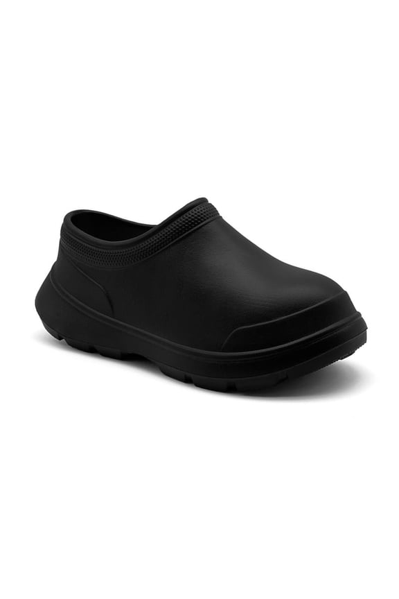 Women's and Men's Wide Chef Shoes - Lightweight Slip-On, Waterproof & Oil-Resistant Non-Slip Work Clogs, Professional Kitchen Chefs, Nurses, Gardeners Black