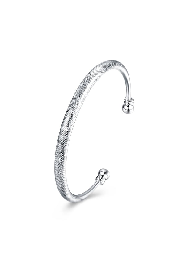 Women's Mens Unisex Sterling Silver Plated Bracelet Adjustable 5mm no clasp L30