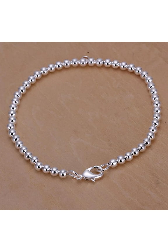 Women's Mens Unisex 925 Sterling Silver Bracelet Size 8 Inches 4MM lobster L25