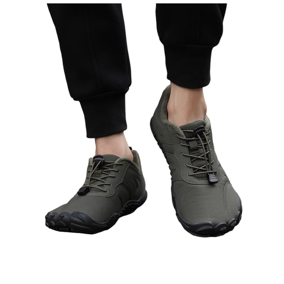 Women's Mens Waterproof Winter Warm Barefoot Shoes Comfortable Non Slip Hiking Shoes Fleece Lined Slip On Sneakers Green Size 11.5