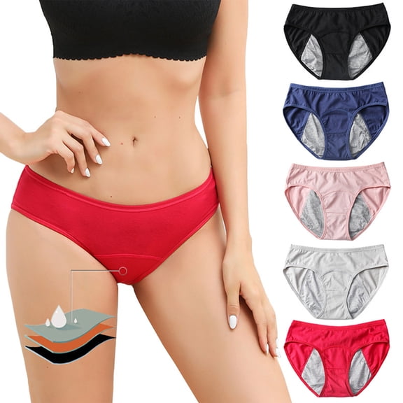 Women's Menstrual Panties Mid-Waist Cotton Postpartum Underwear, Leak Proof Full Coverage Period Briefs, Protective Sanitary Panties for Heavy Flow, Breathable Incontinence Briefs