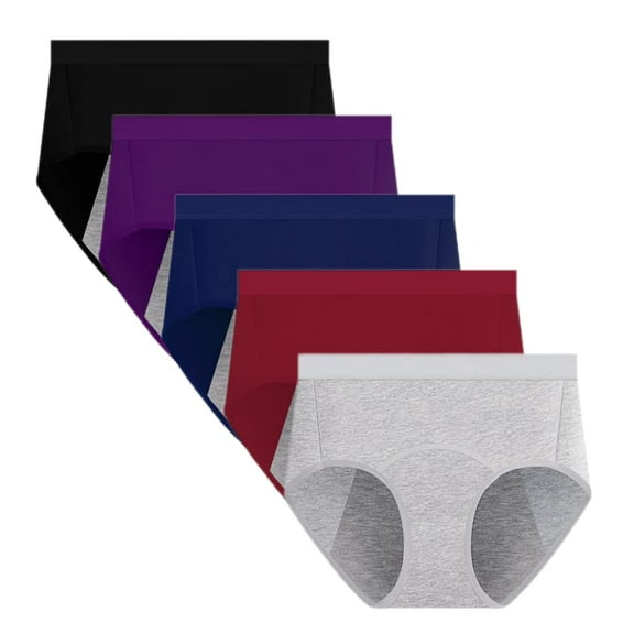 Women's Menstrual Period Panties Cotton Leakproof Underwear Protection Briefs 5 Pack