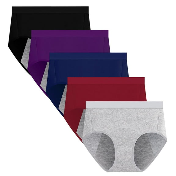Women's Menstrual Period Panties Cotton Leakproof Underwear Protection Briefs 5 Pack
