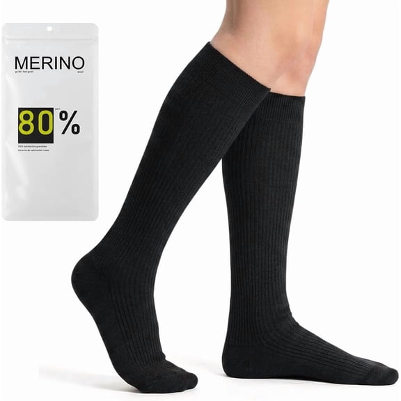 Women's Merino Wool Compression Socks, Soft Moisture-Wicking Warm Socks for Running, Travel, Hiking, Sports, Work and Daily Wear