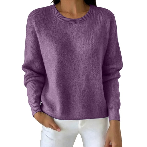 Women's Merino Wool Sweater Fall Winter Long Sleeve Seamless Knit Crewneck Tops