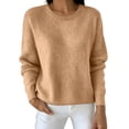 thumbnail image 1 of Women's Merino Wool Sweater Fall Winter Long Sleeve Seamless Knit Crewneck Tops, 1 of 5