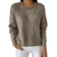 thumbnail image 1 of Women's Merino Wool Sweater Fall Winter Long Sleeve Seamless Knit Crewneck Tops, 1 of 1