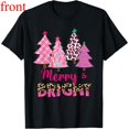 thumbnail image 1 of Women's Merry Bright Christmas Graphic Comfortable T Shirt Short Sleeve Round Neck Top Black S-5XL, 1 of 5
