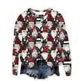thumbnail image 1 of Women’s Merry Christmas Crewneck Sweatshirt Funny Xmas Tree Graphic Long Sleeve Pullover Holiday Party Top Festive Dressy Casual Blouse,Multicolor,M, 1 of 5
