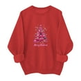 thumbnail image 1 of Women's Merry Christmas Fleece Lined Sweatshirt - Cute Tree Graphic Crewneck Long Sleeve Top, Soft Festive Winter Holiday Outfit, 1 of 6