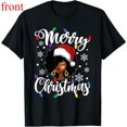 thumbnail image 1 of Women's Merry Christmas Graphic Cotton T Shirt Breathable Short Sleeve Round Neck Top Black S-5XL, 1 of 5