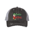 thumbnail image 1 of Women's Merry Christmas Holiday Distressed Trucker Hat, Dear Santa Just Bring Wine, Black, 1 of 4