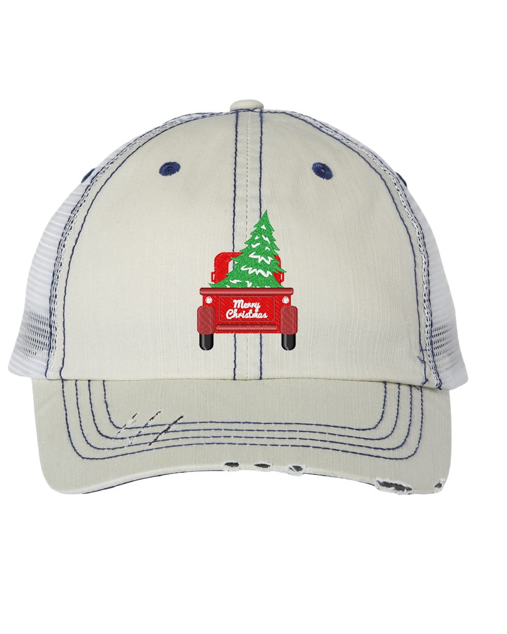 Women\'s Embroidery Adjustable Washed Distressed Casual Trucker Hat Christmas Absolutely Not - Embroidered Washed Trucker Hat | Distressed  main image 3