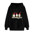thumbnail image 1 of Women’s Merry Christmas Hoodie Long Sleeve Sweatshirt with Santa or Xmas Tree Graphic Printed Design Drawstring Closure Front Pocket Cozy Casual Holiday Top for Fall and Winter, 1 of 5