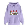 thumbnail image 1 of Women’s Merry Christmas Hoodie Long Sleeve Sweatshirt with Santa or Xmas Tree Graphic Printed Design Drawstring Closure Front Pocket Cozy Casual Holiday Top for Fall and Winter, 1 of 5
