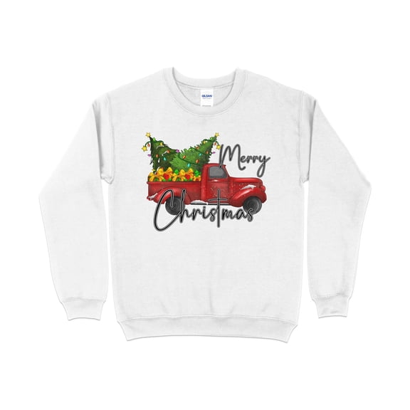 Women's Merry Christmas Red Truck Sweatshirt, Christmas Sweater