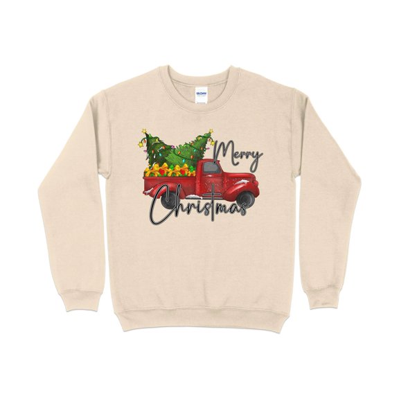 Women's Merry Christmas Red Truck Sweatshirt, Christmas Sweater