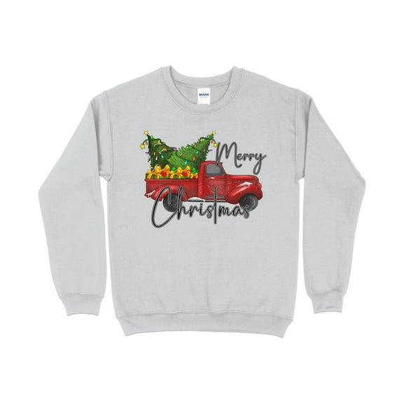 Women's Merry Christmas Red Truck Sweatshirt, Christmas Sweater