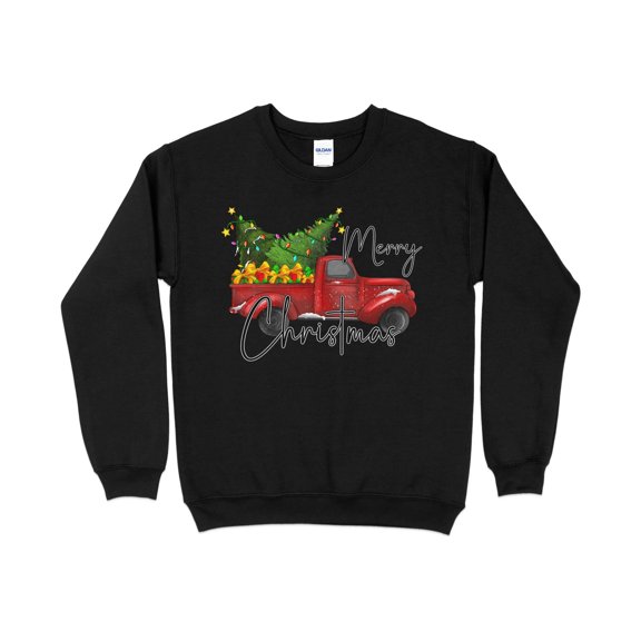 Women's Merry Christmas Red Truck Sweatshirt, Christmas Sweater