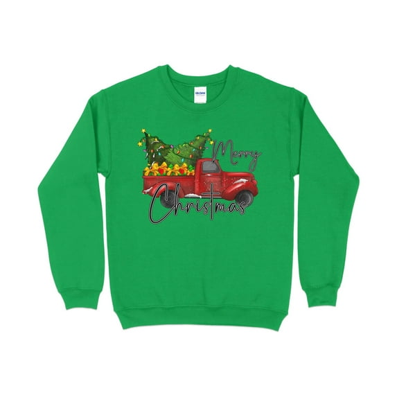 Women's Merry Christmas Red Truck Sweatshirt, Christmas Sweater