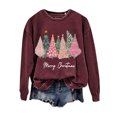 thumbnail image 1 of Women's Merry Christmas Sweatshirt Crewneck Long Sleeve Christmas Trees Graphic Sweatshirts Xmas Party Pullover Tops, 1 of 3