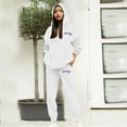 thumbnail image 1 of Women's Merry Print Hooded Sweatsuit Set, 2 Piece Loungewear Outfit, Cute Graphic Hoodie and Jogger Pants, Soft Fleece Tracksuit, Cozy Casual Matching Set White L, 1 of 4